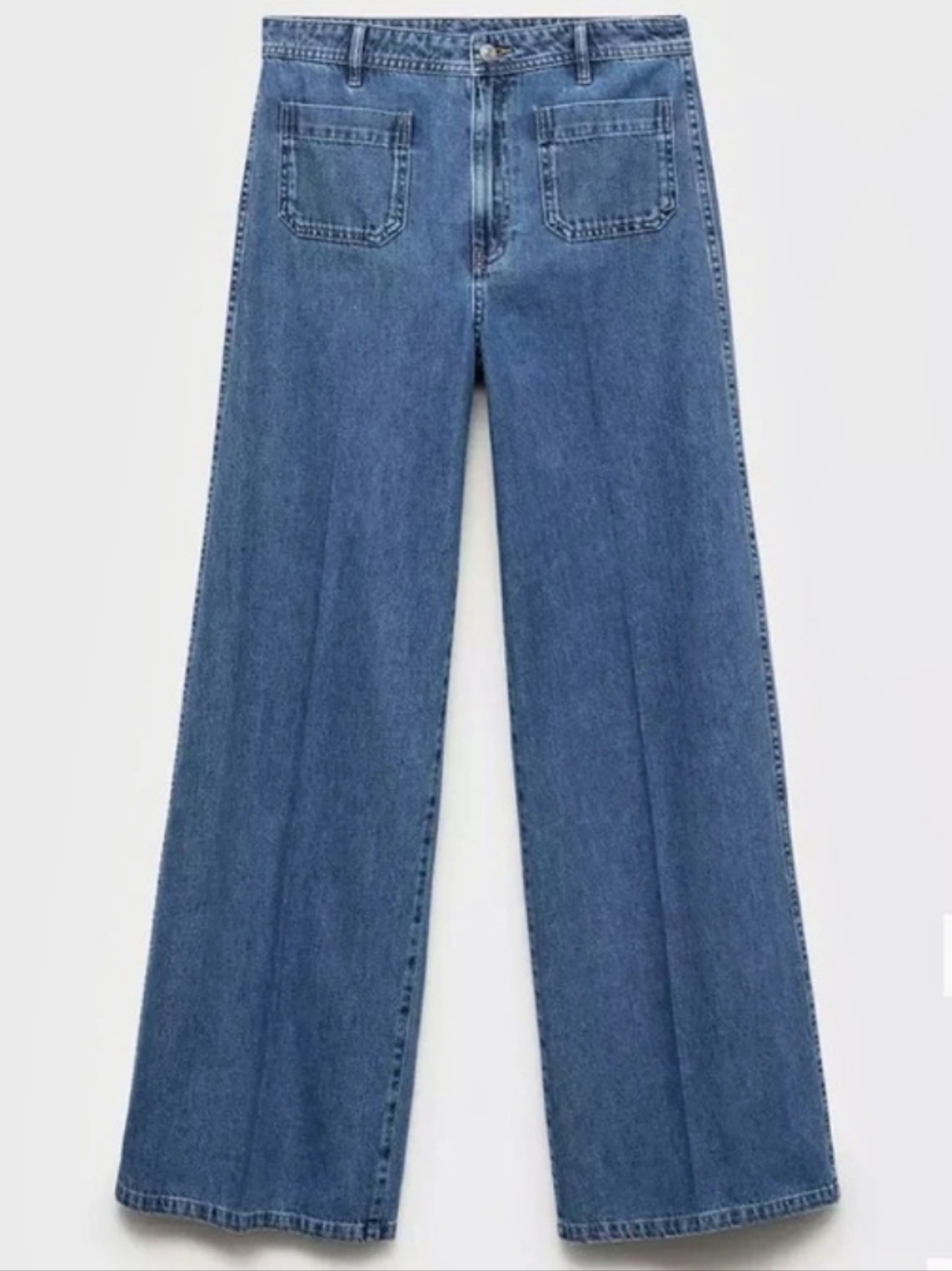 Mango Wide Leg Pocket Jeans Women's Blue Jeans
